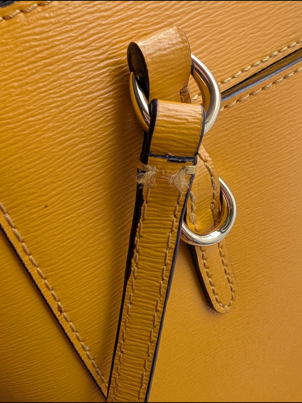 Lauren Ralph Lauren Mustard Yellow Leather Tote with Gold Hardware - Picture 4 of 4